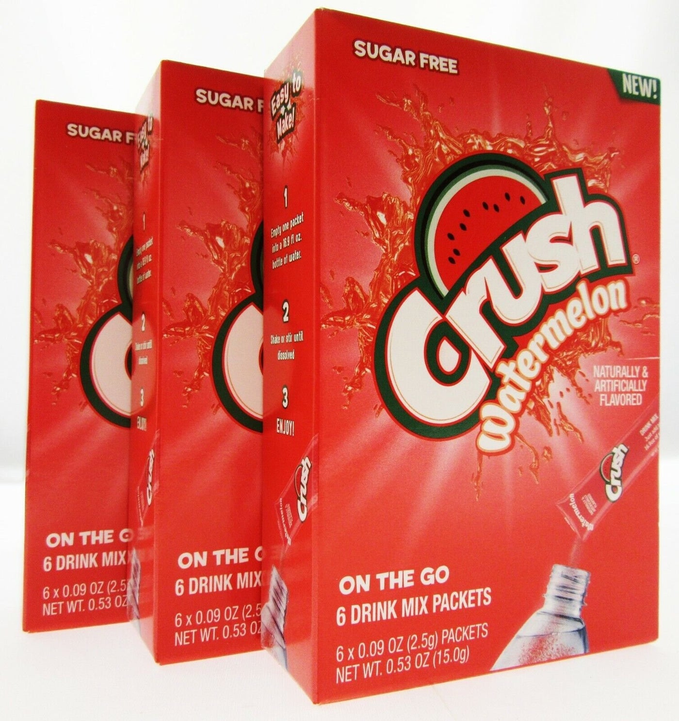 Watermelon Crush ~ Packets ~ Sugar Free ~ Drink Mix ~ Lot of 3