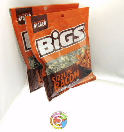 Bigs Sizzlin' Bacon Sunflower Seeds 3.63oz bag Seasoning Snack Food! ~ Lot of 2