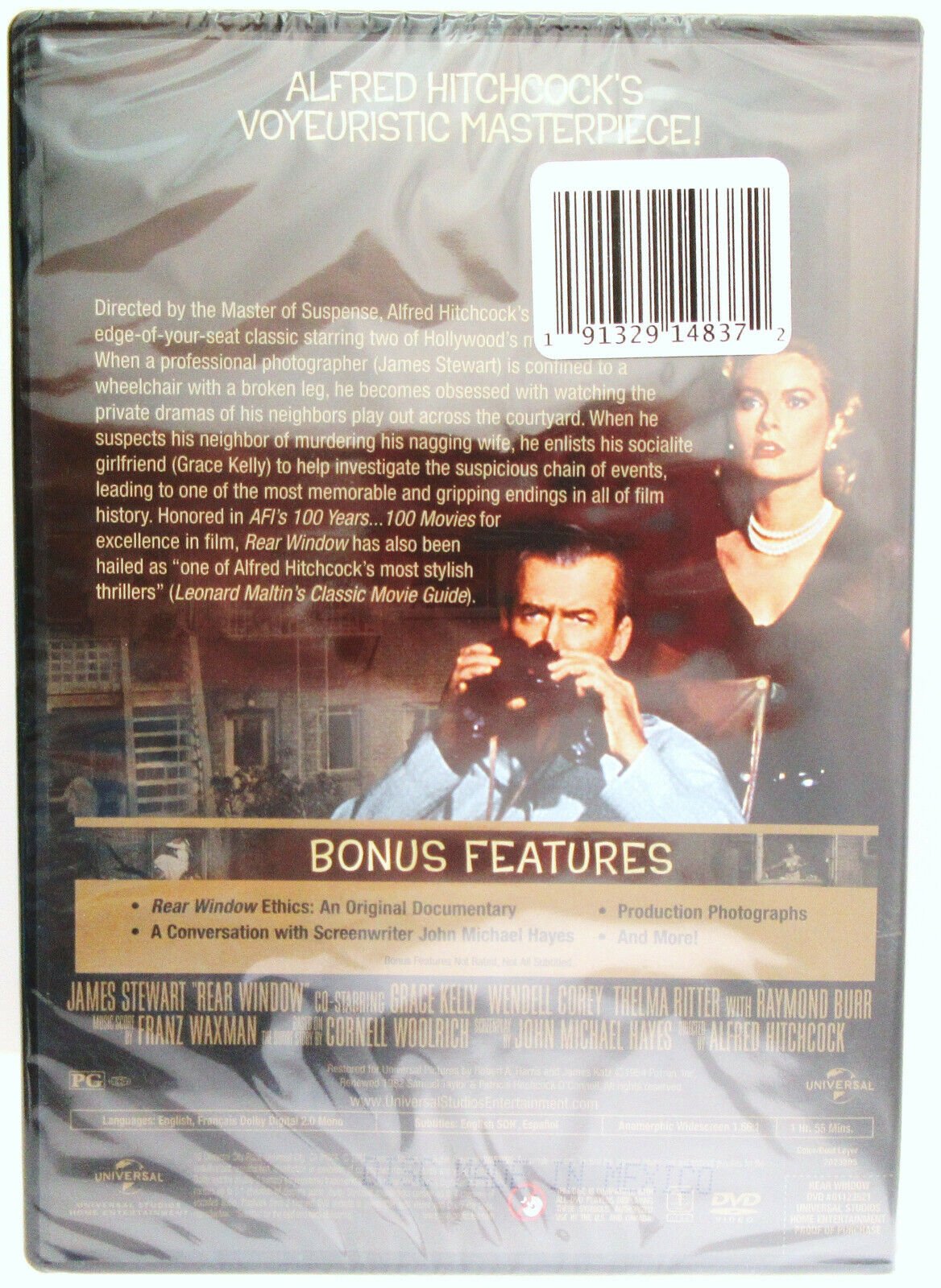 Rear Window ~ 1954 ~ Jimmy Stewart ~ Alfred Hitchcock ~ Movie Thriller New DVD