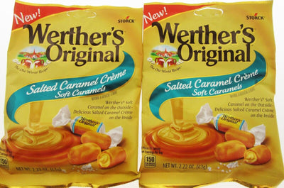 Werther's Salted Caramel Creme Soft Caramels 2.22oz Bag Chews Candies ~ Lot of 2