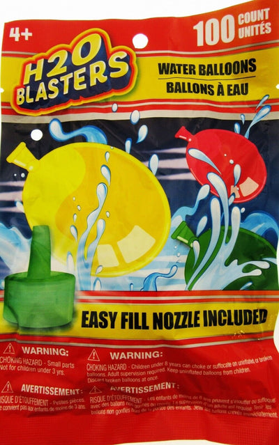 H20 Blasters 100 Water Balloons with Nozzle Tap Filler Attachment Make Balloon