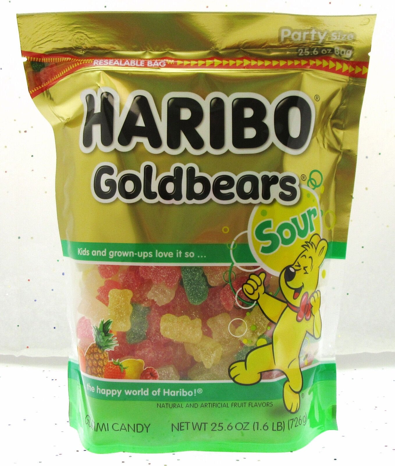 Haribo Gummy Bears Fruit Chewy Candy Gummi ~ Sour Goldbears ~ 25.6oz Bag
