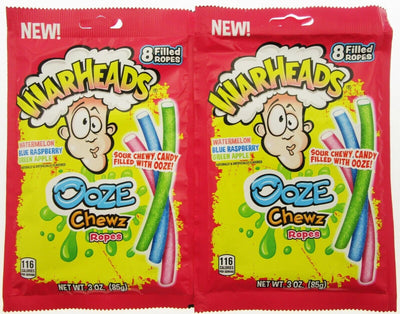 Warheads ~ Ooze Chewz Ropes ~ Extreme SOUR hard candy ~ Lot of 2