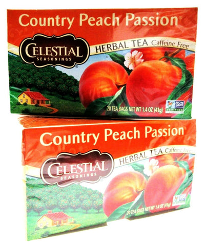 Celestial Country Peach Passion Herbal Tea 20 bags each ~ Lot of 2