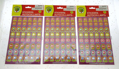 Stickers ~ Fun Positive A+ Ribbon Acknowledgment ~ 96 count ~ Lot of 3