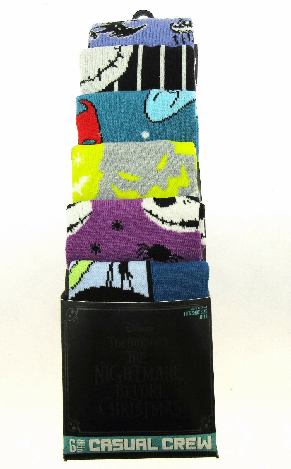 Nighmare Before Christmas Socks ~ Fits Shoe Size 8-12 ~ Casual Crew ~ 6 Pair