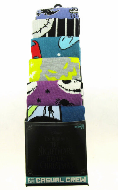 Nighmare Before Christmas Socks ~ Fits Shoe Size 8-12 ~ Casual Crew ~ 6 Pair