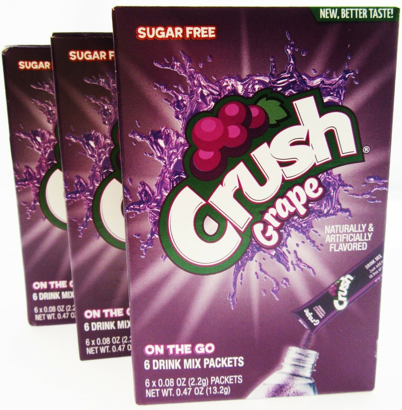 Grape Crush ~ Packets ~ Sugar Free ~ Drink Mix ~ Lot of 3