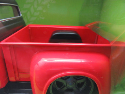 1956 Ford F-100 Pickup ~ Red & Gray ~ Die Cast ~ Just Trucks ~ 1:24