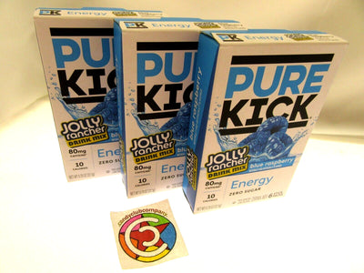 Pure Kick Energy Jolly Rancher Singles Water Drink Mix Sugar Free 3 Blue Raspber