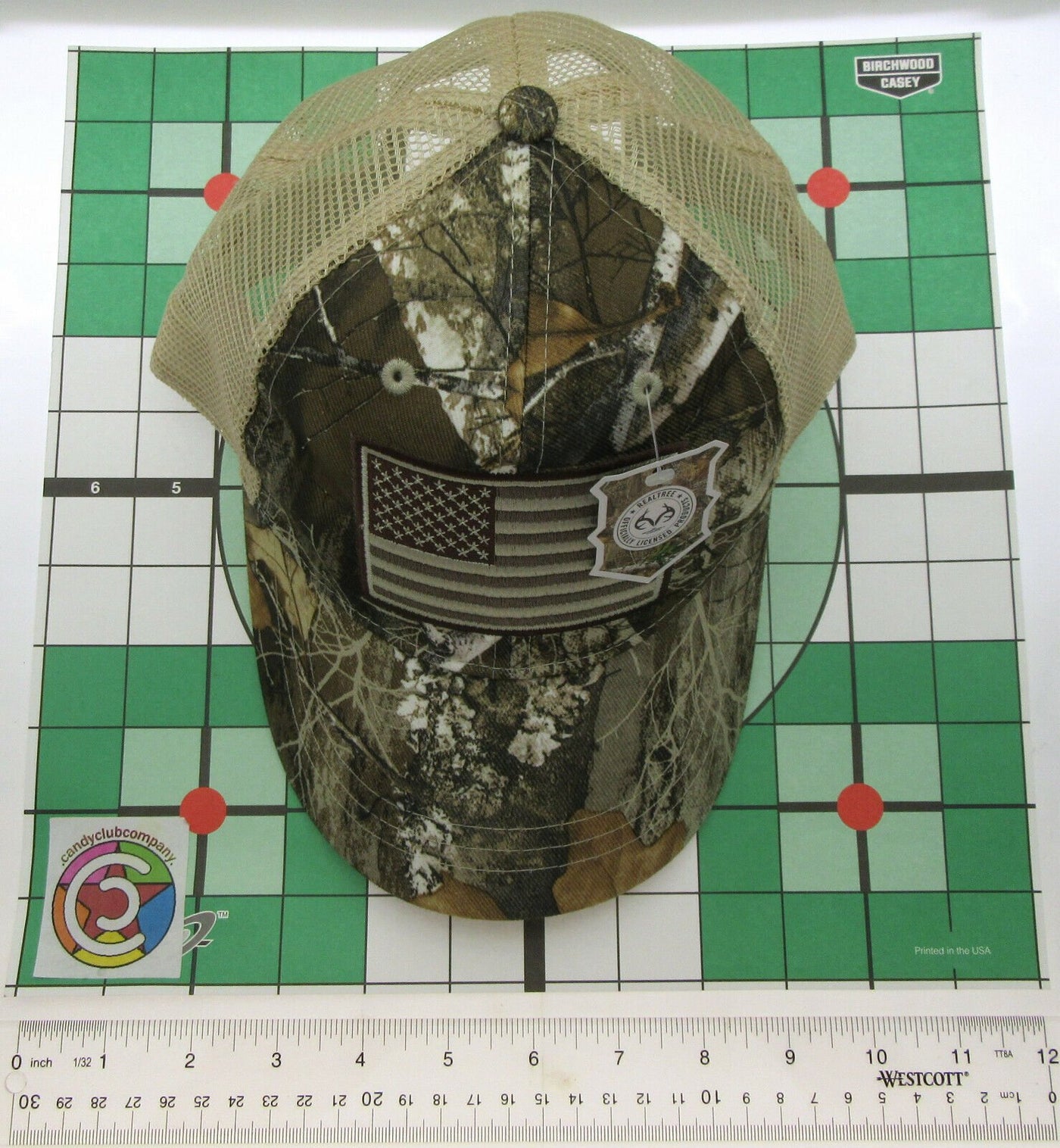 US Flag Cap Headwear Vented Hat ~ Camouflage Head ~ One Size ~ C