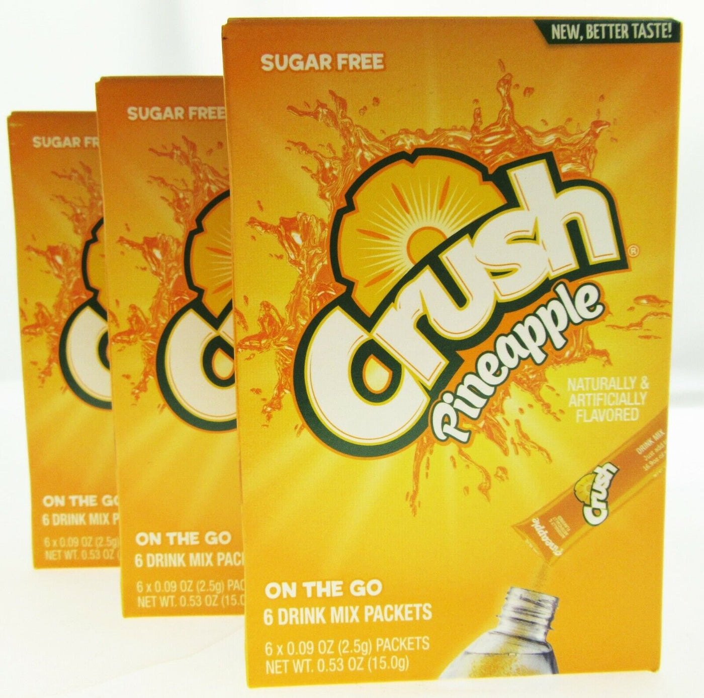 Pineapple Crush ~ Packets ~ Sugar Free ~ Drink Mix ~ Lot of 3