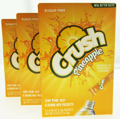 Pineapple Crush ~ Packets ~ Sugar Free ~ Drink Mix ~ Lot of 3