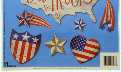 Window Clings Patriot ~ Stars ~ Heart ~ Support our Troops ~ Flag ~ Patriotic