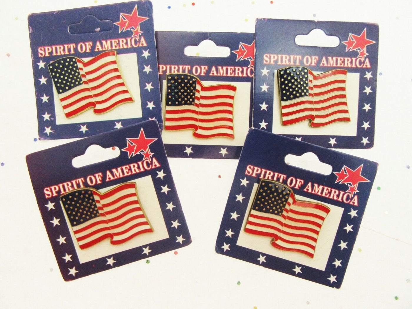 5 Spirit of America Flag Lapel Pins Patriot Holiday Memorial Veterans July 4th