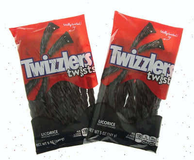 Twizzlers Black Licorice Twists 5oz American Candy Chewy Sweets ~ Lot of 2