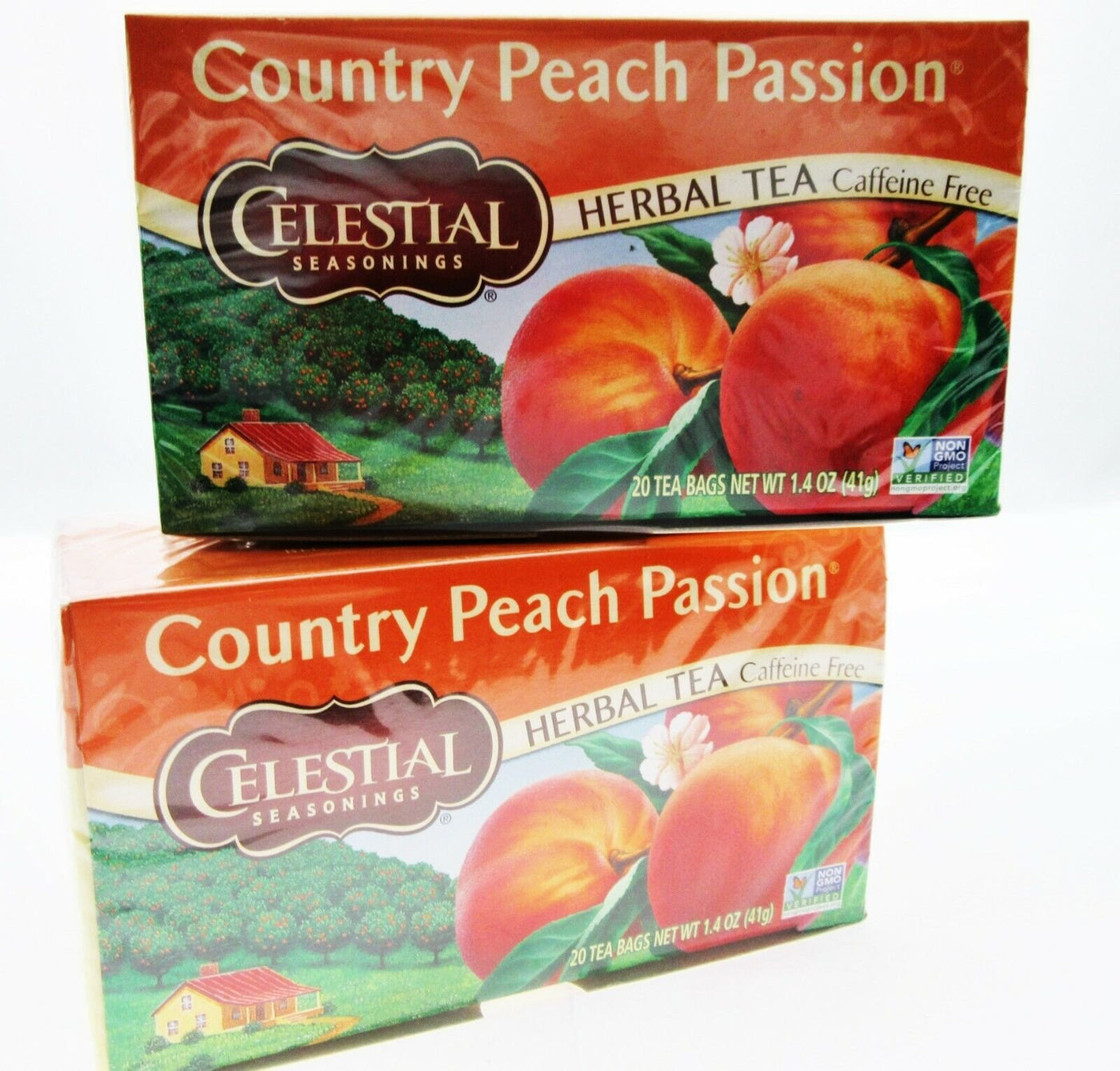 Celestial Country Peach Passion Herbal Tea 20 bags each ~ Lot of 2
