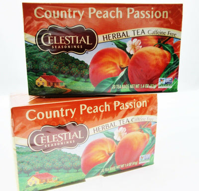 Celestial Country Peach Passion Herbal Tea 20 bags each ~ Lot of 2