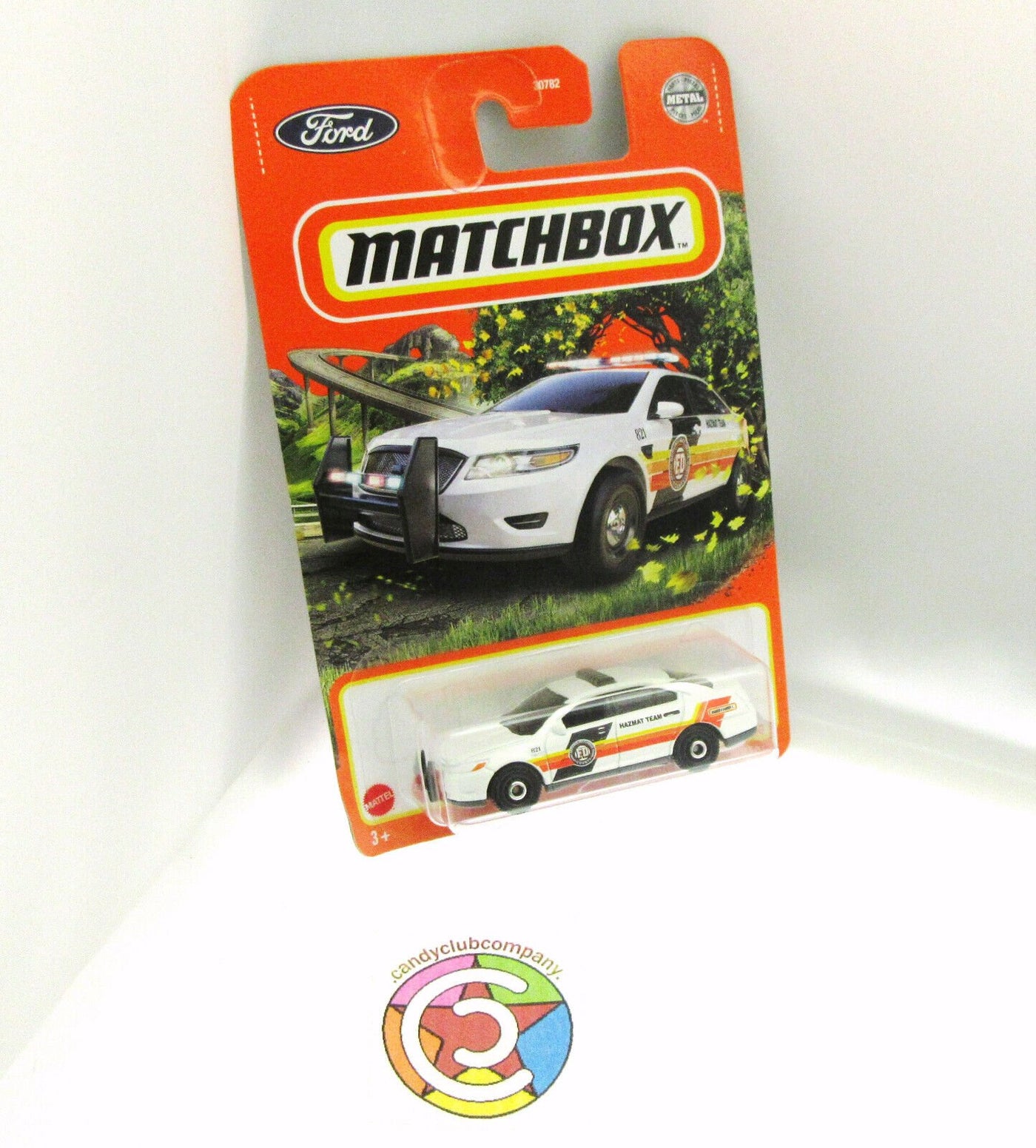 Ford ~ Police Intercepter Hazmat Team ~ White & Orange ~ 1:64 Scale ~ Matchbox