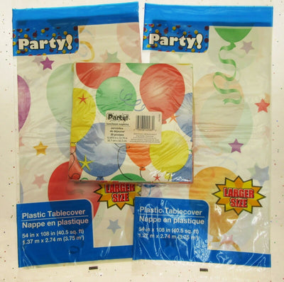 Party Kit Set Table Cloths Napkins Balloons Pump Pin Tail Donkey Birthday Banner