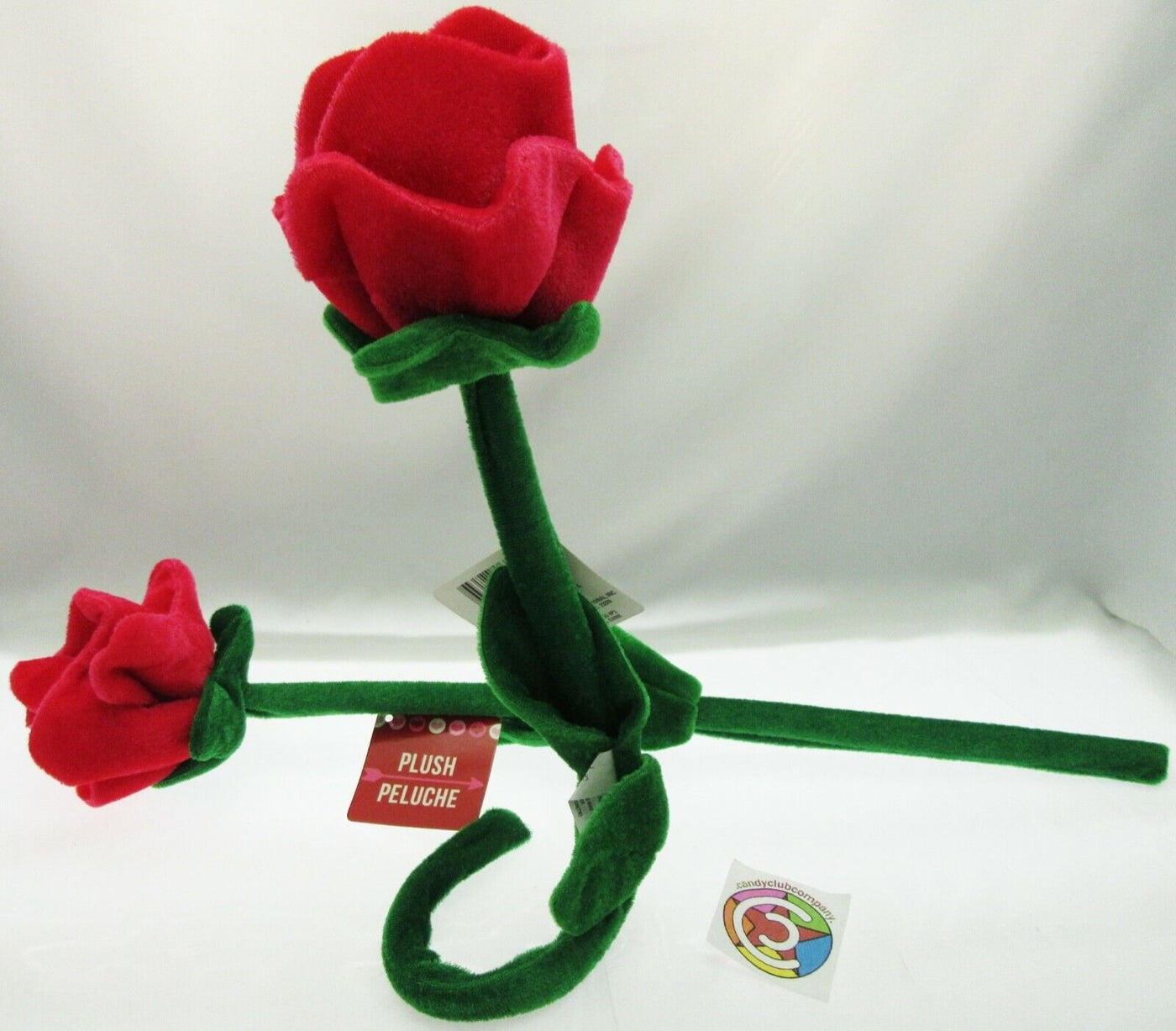 Plush Bendable Roses Valentine Gift Valentines Day ~ Lot of two Pink