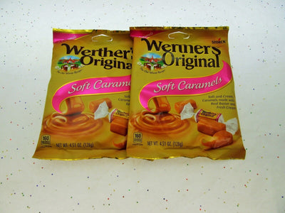 Werther's Soft Caramels 4.51oz Bag Chews Pink Label Soft Candies ~ Lot of 2