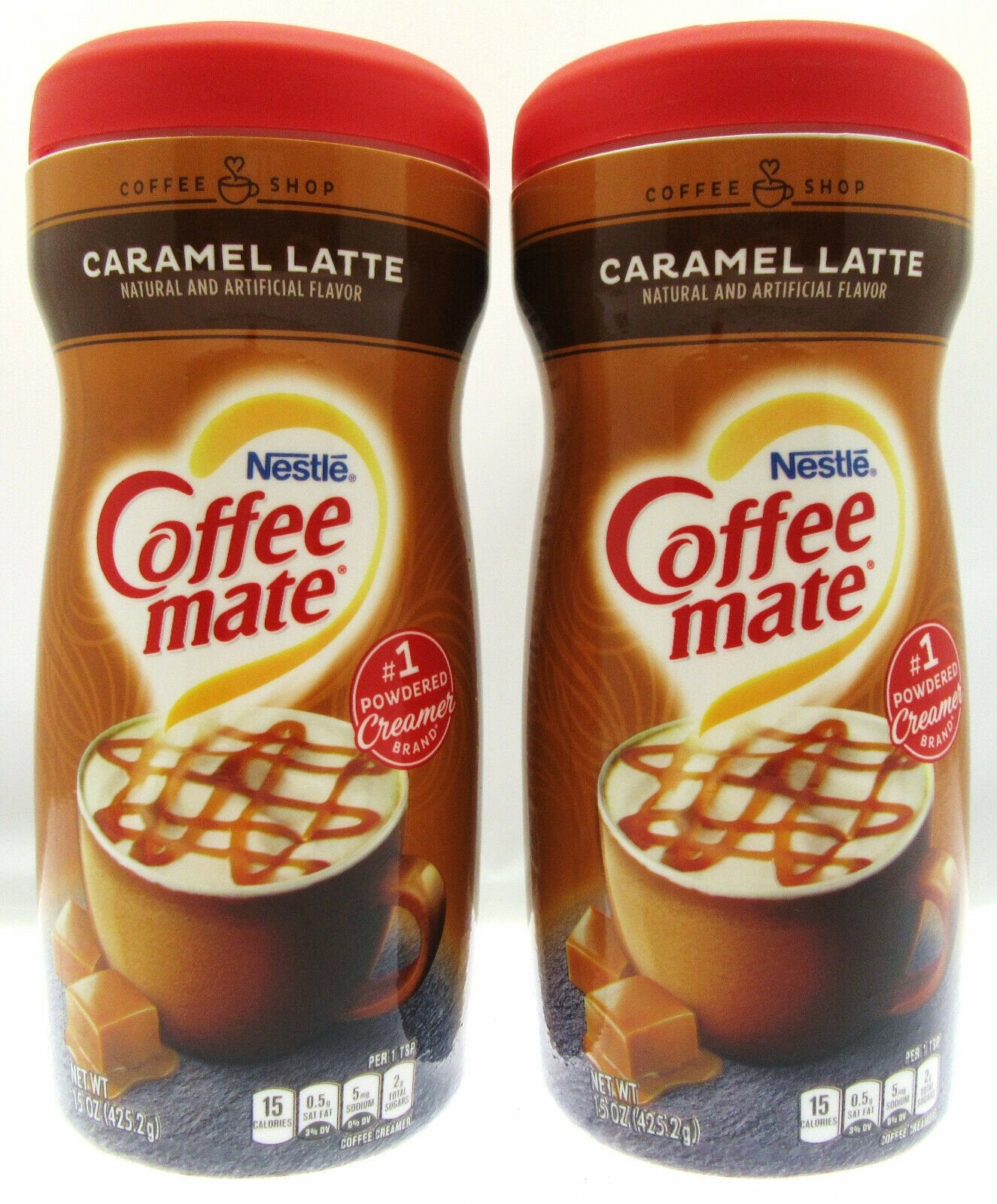 Coffee Mate ~ Caramel Latte ~ Non-Dairy Creamer  15 oz container ~ Lot of 2