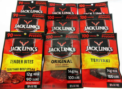 Jack Links Variety 9 pack Teriyaki Original Tender Bites Beef Jerky Dried Meat