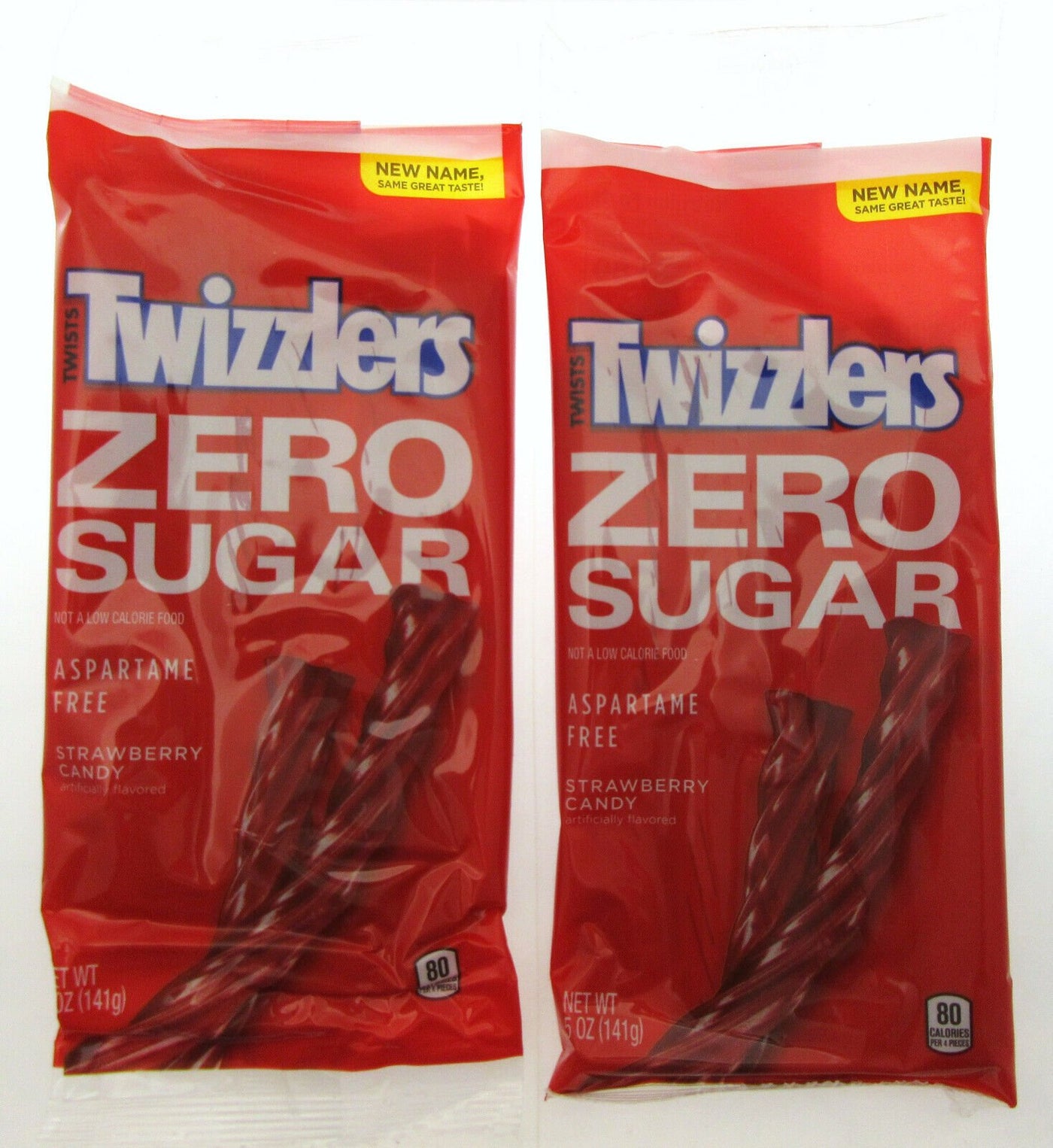 Twizzlers ~ Zero Sugar Free Strawberry Twists Candy Licorice 5oz bag ~ Lot of 2