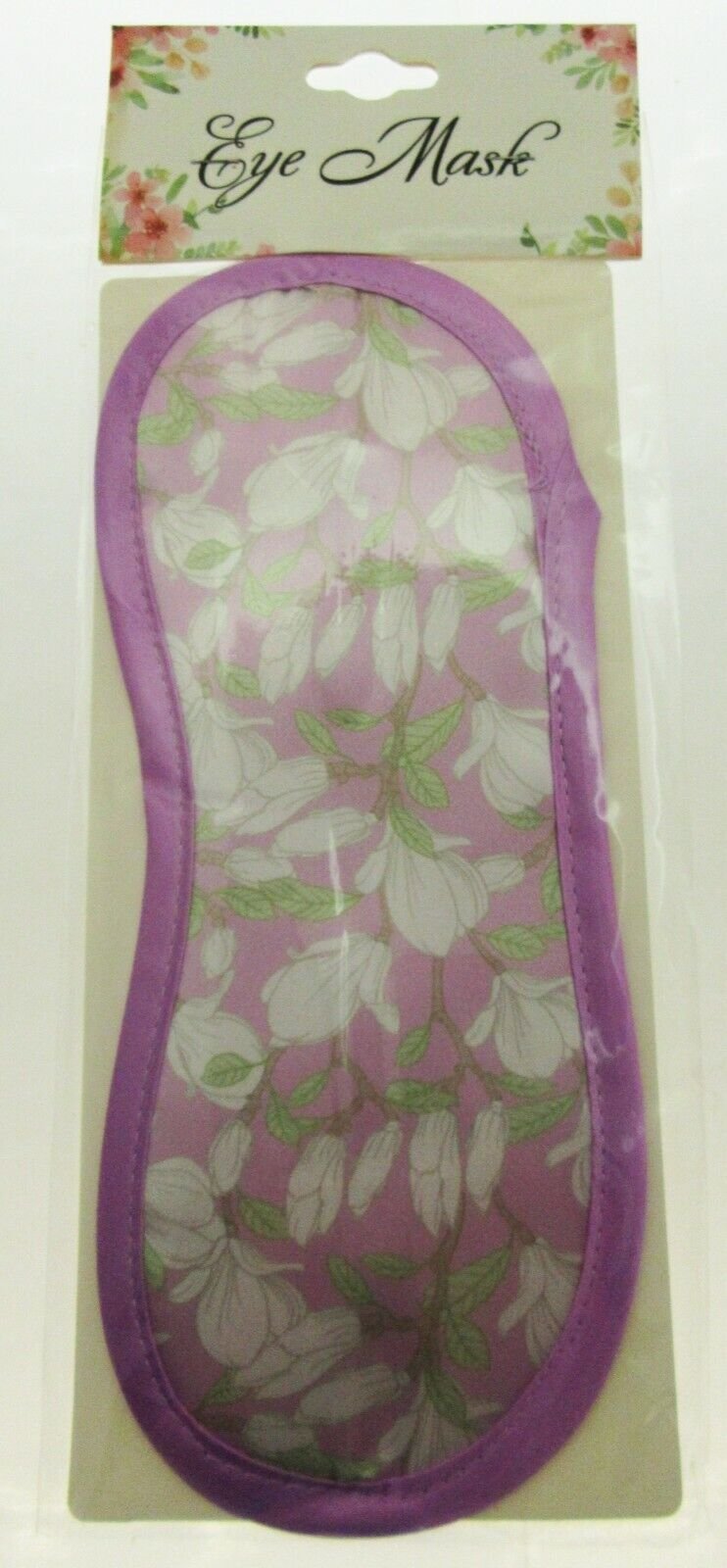 Purple Floral Eye Mask For Rest, Sleep, Meditation White Flowers