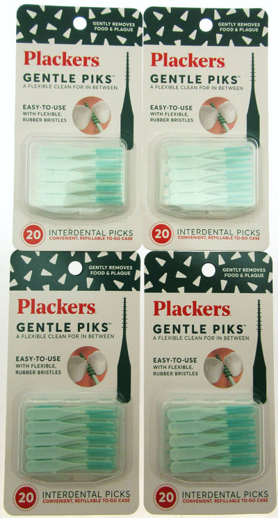 Plackers Bendable Brushes ~ Gentle Piks ~ Braces Comort Grip ~ 4 pack