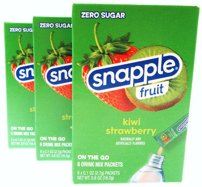 Snapple Kiwi Strawberry ~ 6 Packets ~ Low Calorie ~ Drink Mix ~ Lot of 3