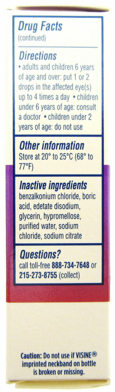 Visine Red Eye Total Comfort ~ Muli-Symptom ~ Red Eye Drops Lubricant ~1/2 fl oz