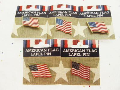 5 American Flag Lapel Pins Red White Blue Patriot Holiday Memorial Veterans July