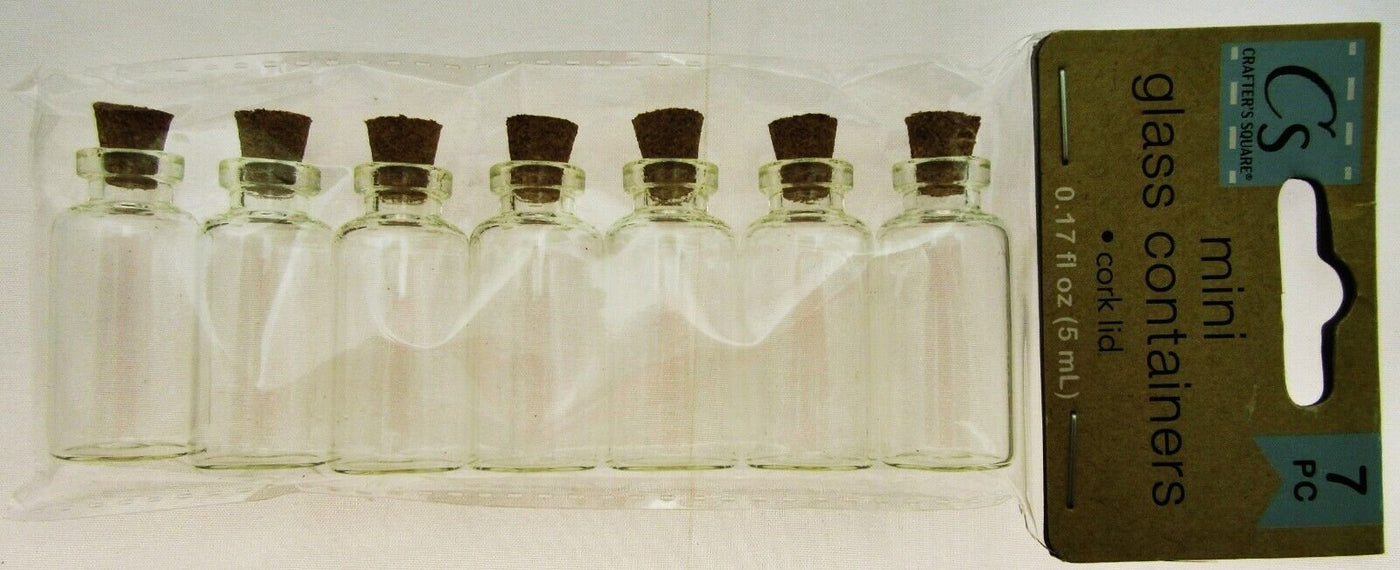 Miniature Glass Cork Lid Bottles - 7 Pack Mini Glass Containers Crafter's Square