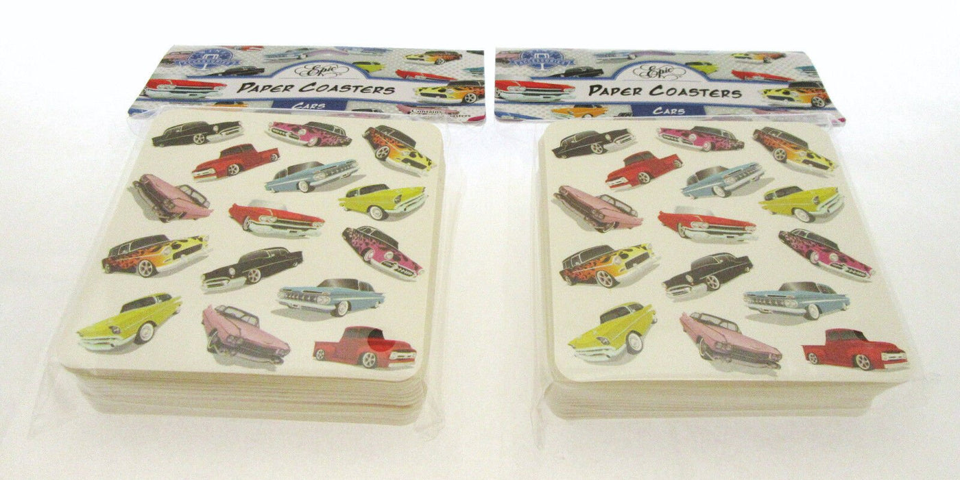 1950s Theme Car ~ 25 Bar Drink Paper Coasters ~ Lot of 2