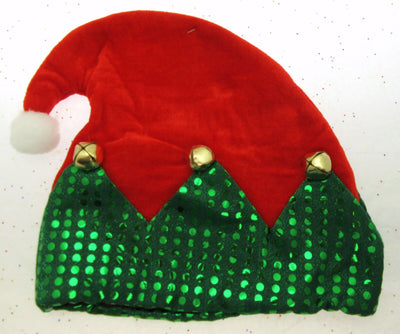 Holiday Elf Hat ~ Fluffy Green and Red ~ Happy Holidays ~ Seasonal ~ Bells