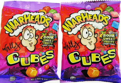 Warheads ~ Sour Sweet Cubes ~ Soft Chewy Candy ~ 5oz Bag ~ Lot of 2