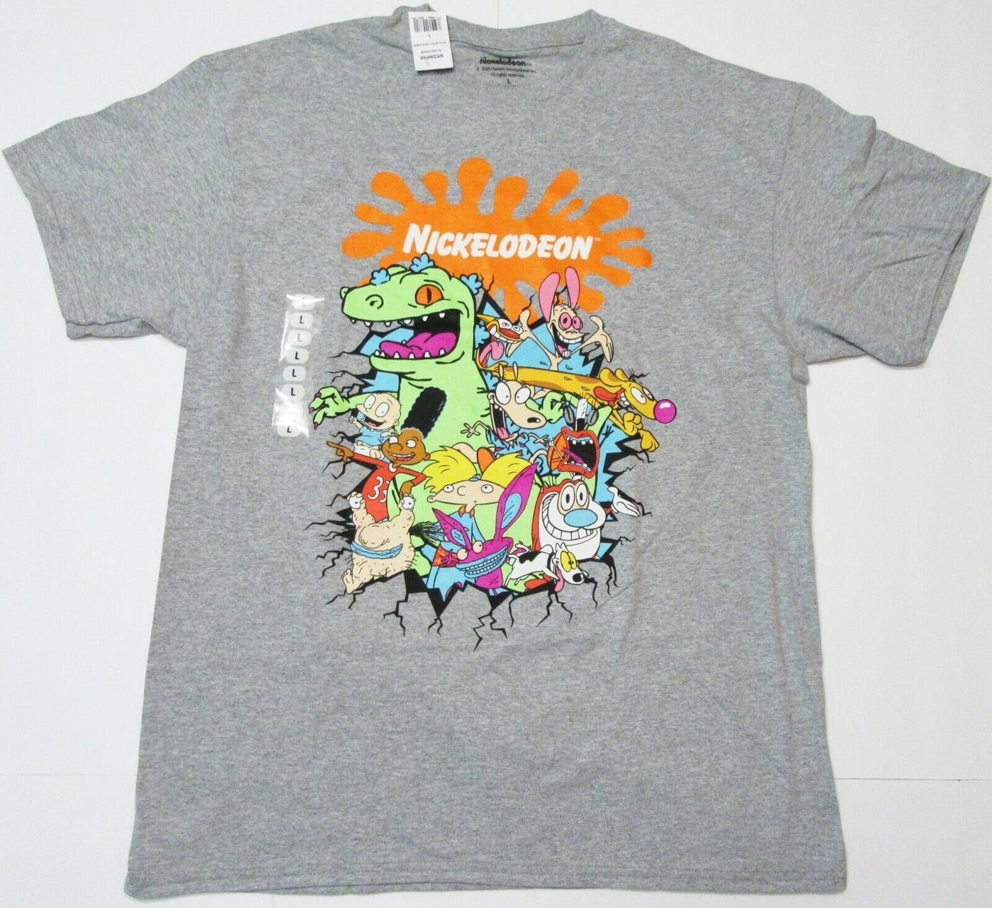 Nickelodeon Large  T-Shirt  ~ Size L ~ Grey Gray T Shirt