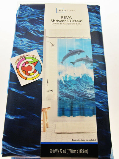 Dolphin Jumping Aquatic ~ Shower Curtain ~ 70" X 72" ~ Mainstays ~ 100% PEVA