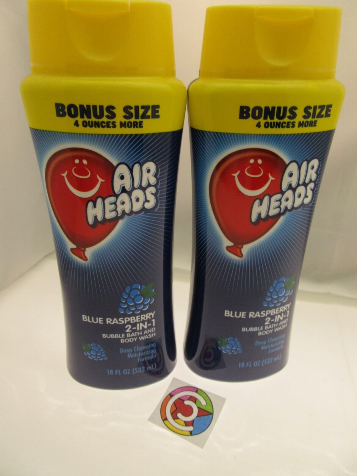 Airheads Blue Raspberry 2-in-1 Bubble Bath & Moisturizing Body Wash Lot of 2