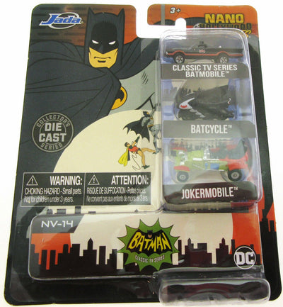 BATMAN Nano Hollywood Rides ~ Batmoblie, Batcycle & Jokermobile Die Cast