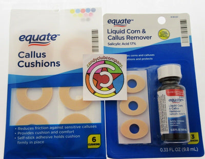 Equate Liquid Corn & Callus Remover & 6 Callus Cushions Foot Feet Care