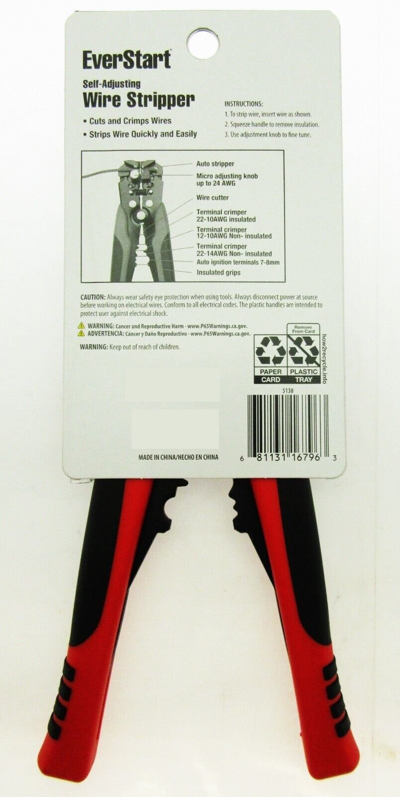 EverStart Self Adjusting Wire Stripper ~ Tool Strips Cuts & Crimps Wires