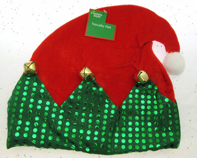 Holiday Elf Hat ~ Fluffy Green and Red ~ Happy Holidays ~ Seasonal ~ Bells