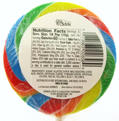 Carnival Pops ~ Spiral Striped Lollipop Sucker Candy ~ 4.25oz ~ Lot of 2