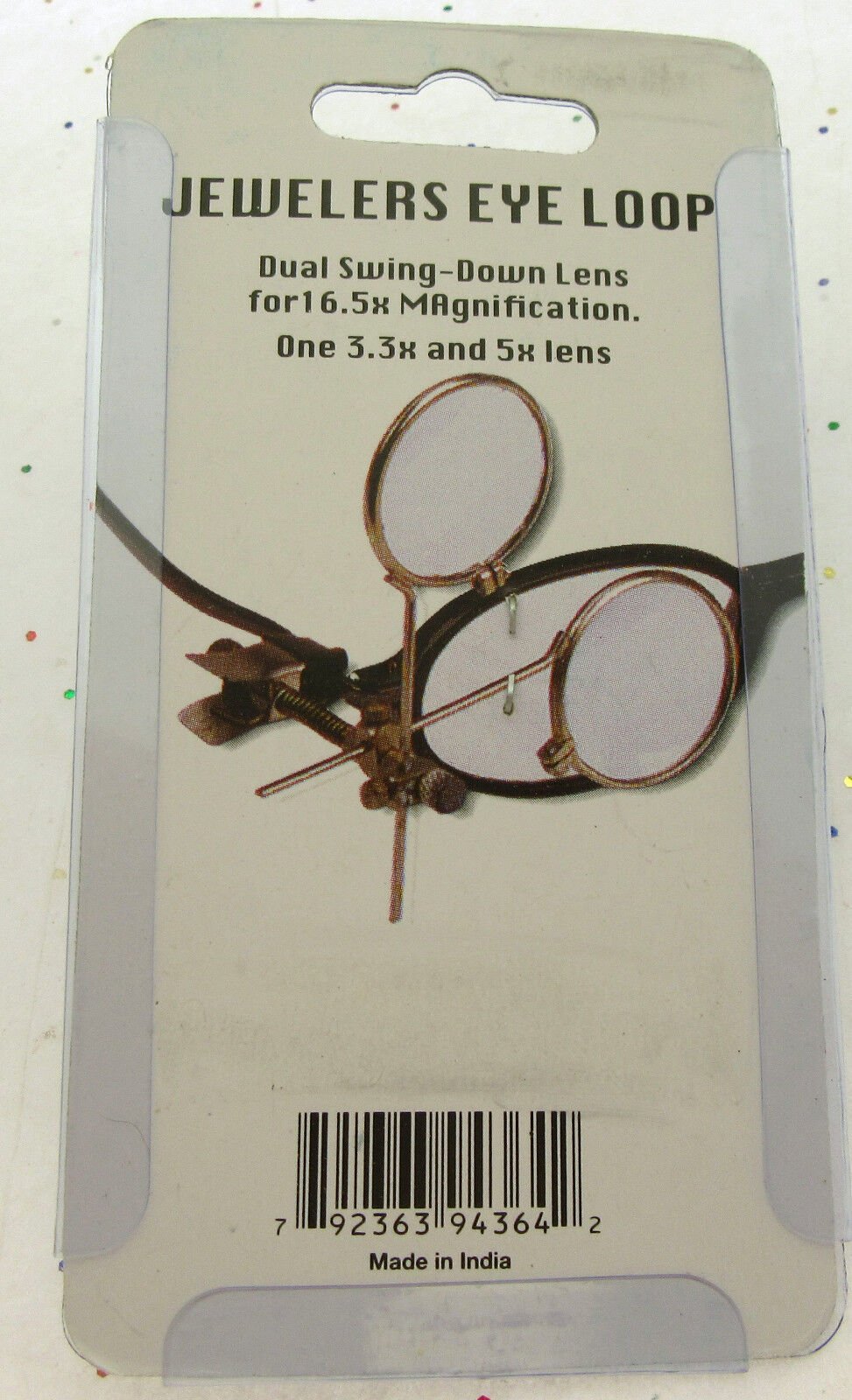 Jewelers Eye Loop ~ Dual Swing Down Lens ~ Clip On Loupe ~ 16.5X Magnification