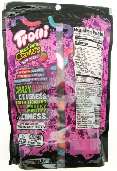 Trolli ~ Very Berry ~ Sour Brite Crawlers Gummi Worms ~ Resealable 14oz Bag