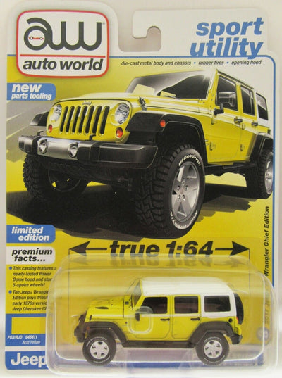 2017 JK Wrangler Chief Edition ~ Yellow ~ Diecast Car ~ 1:64 ~ auto world