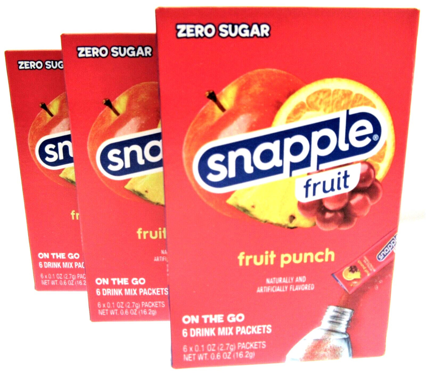 Snapple Fruit Punch ~ 6 Packets ~ Low Calorie ~ Drink Mix ~ Lot of 3